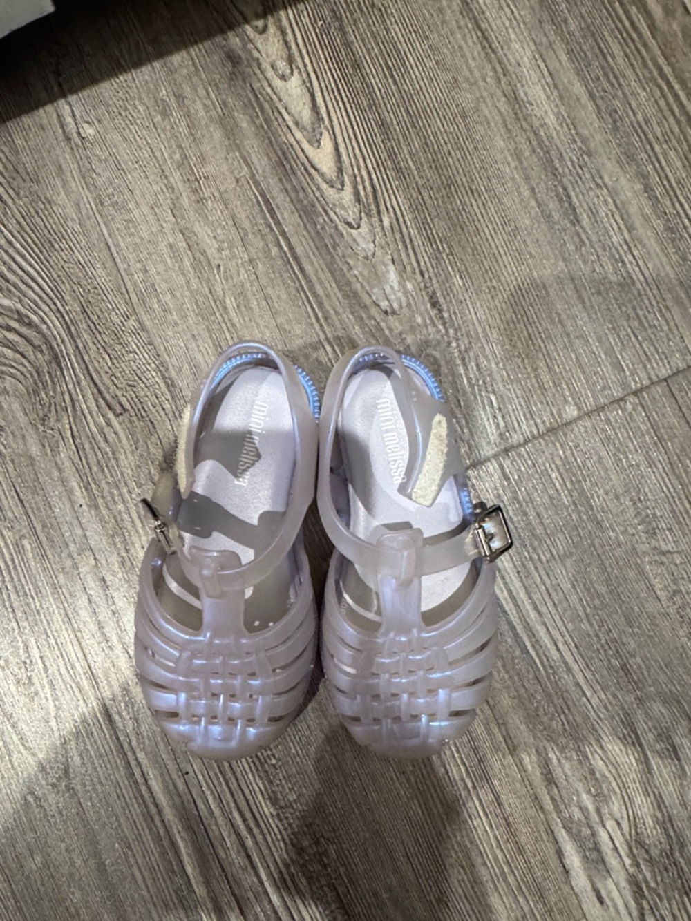 Mini Melissa Girls' Iridescent White Jelly Sandals